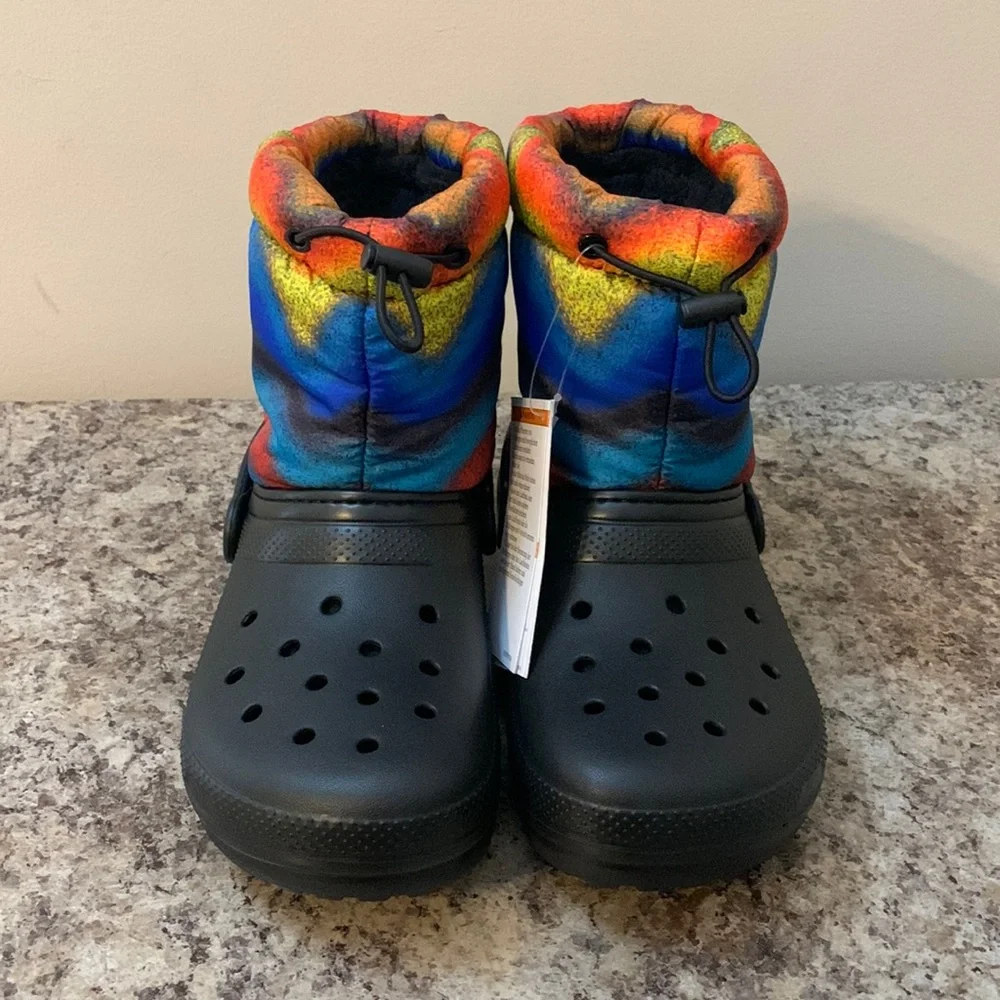 Black Fur-Lined Croc Boots